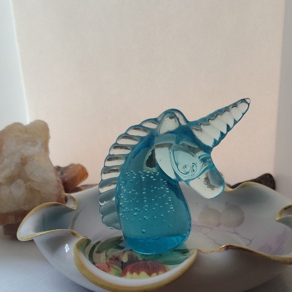 Blue Glass Unicorn Figurine - Picture 1 of 7